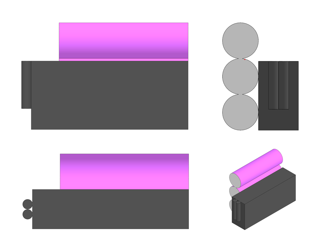 CAD comparison between three 18650 cells and the available volume in the robot